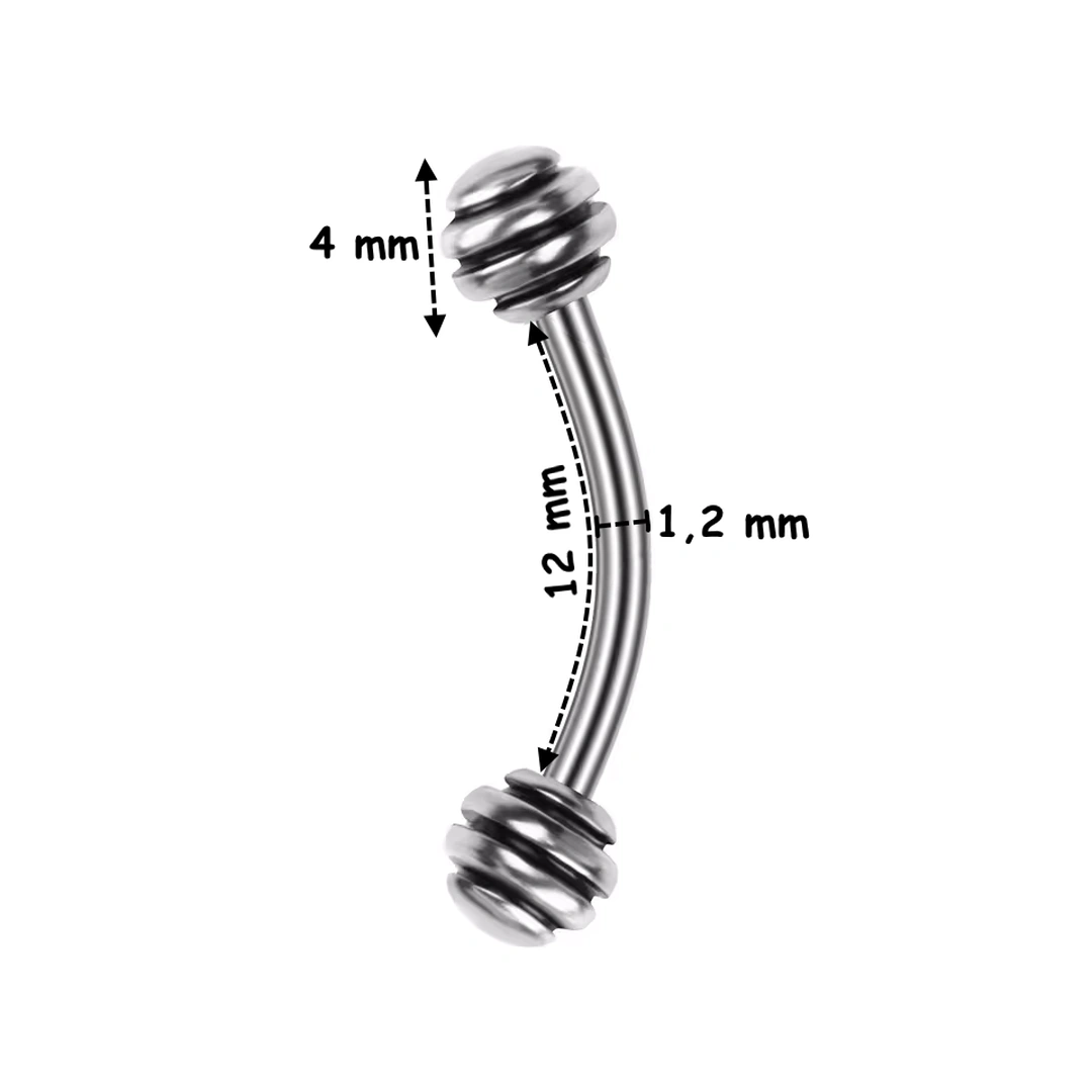 Piercing Arcade Banane 12 mm avec Boules à Striures – Image 5