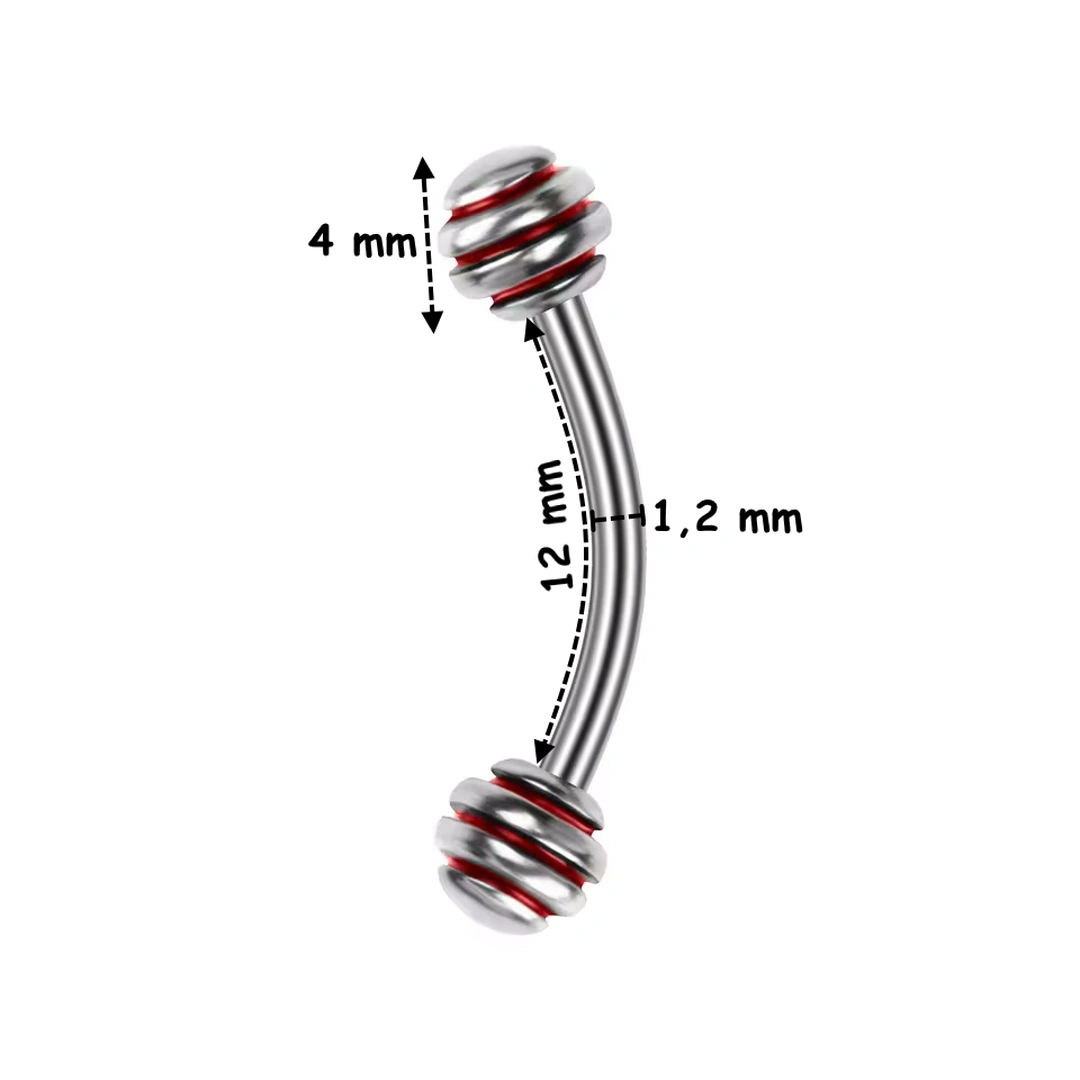 Piercing Arcade Banane 12 mm avec Boules à Striures – Image 4