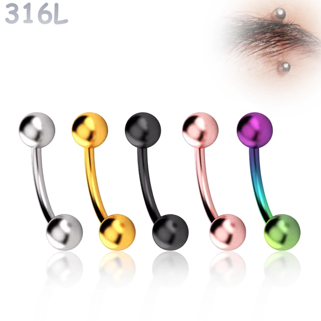 Piercing Banane Acier 316L 1,2 mm – 6 à 12 mm – Image 2