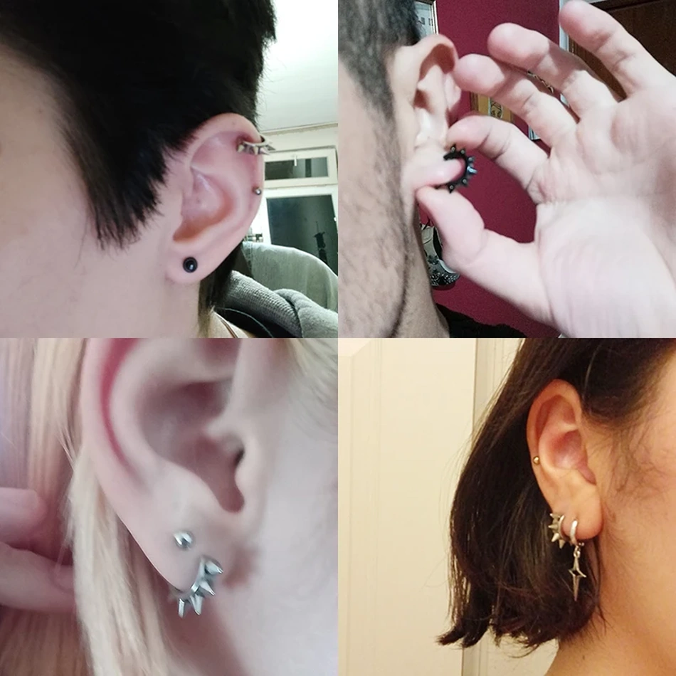 Piercing Barbell Demi-Cercle en Acier avec Spikes – Image 4