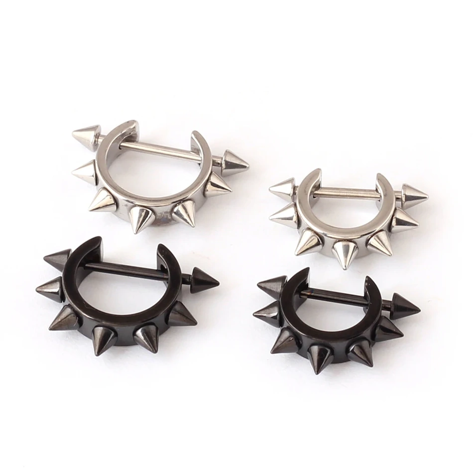 Piercing Barbell Demi-Cercle en Acier avec Spikes – Image 3
