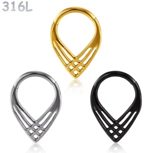 Piercing Clicker Ajouré à Chevrons Croisés – Septum & Daith