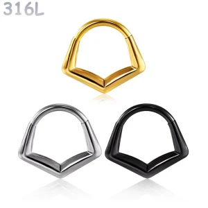 Piercing Clicker Chevron en Acier 316L – Daith & Septum