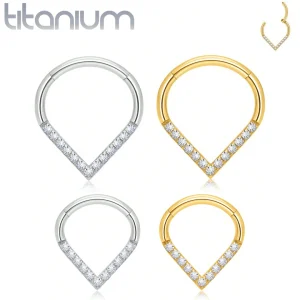 Piercing Clicker Titane – Élégance Angulaire & Zircons