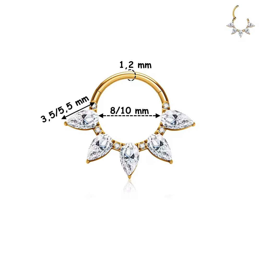 Clicker Titane à 5 Marquises de Zirconiums Étincelants – Image 7