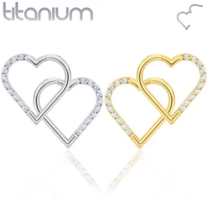Piercing Cœur Asymétrique en Titane à Zircons Sertis