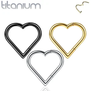 Piercing Cœur Clicker en Titane – Noir, Doré ou Argenté