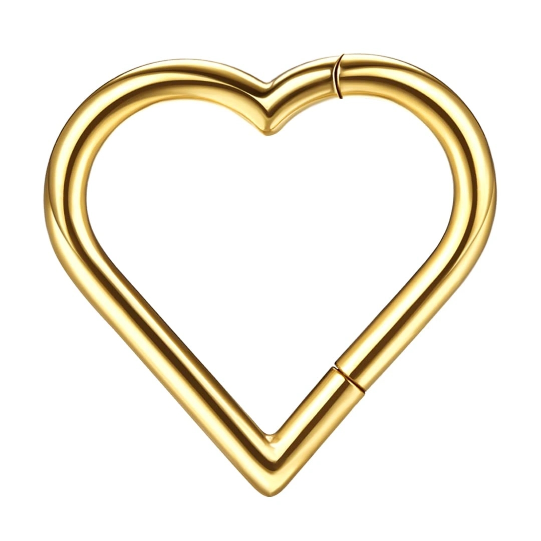 Piercing Cœur Clicker en Titane – Noir, Doré ou Argenté – Image 8