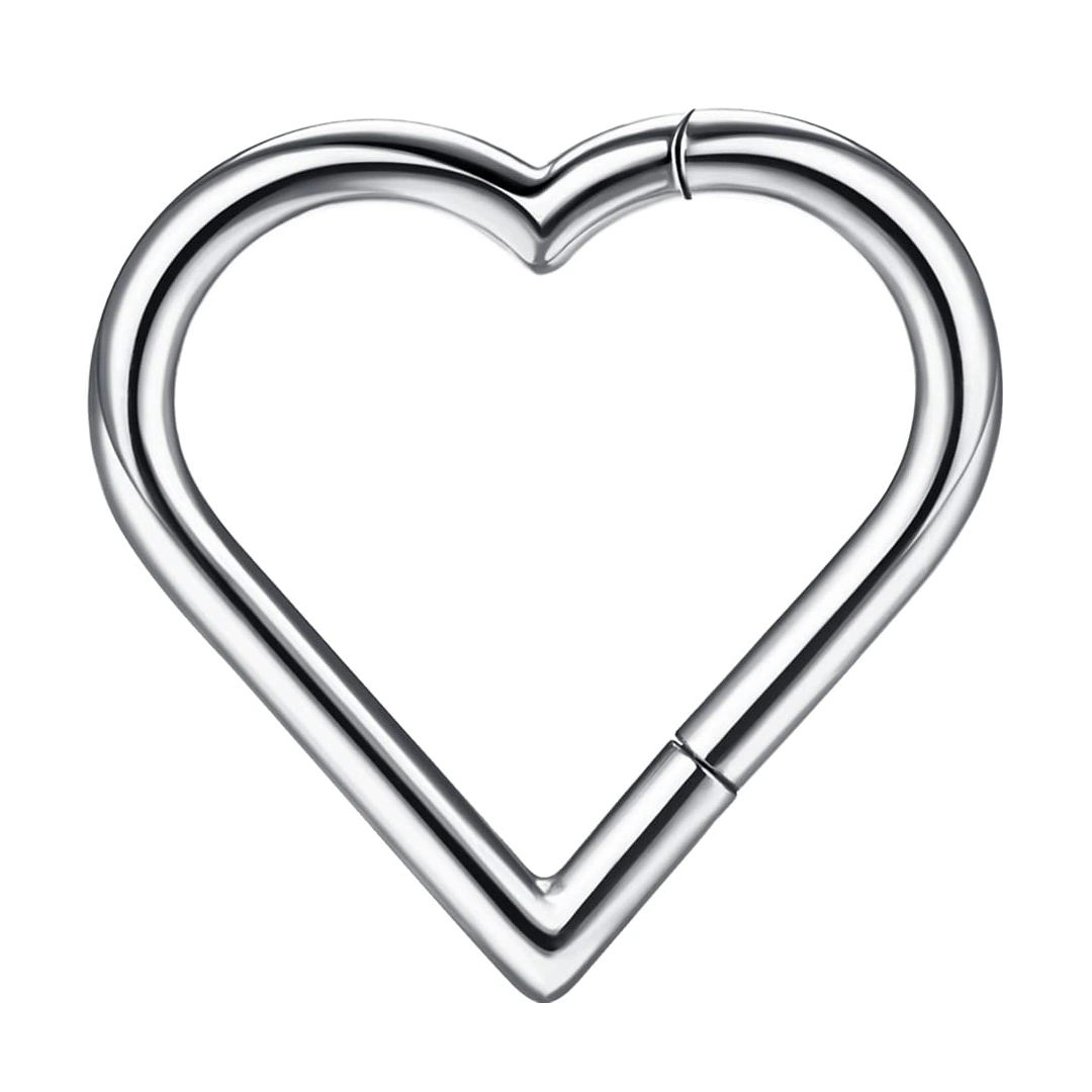 Piercing Cœur Clicker en Titane – Noir, Doré ou Argenté – Image 9