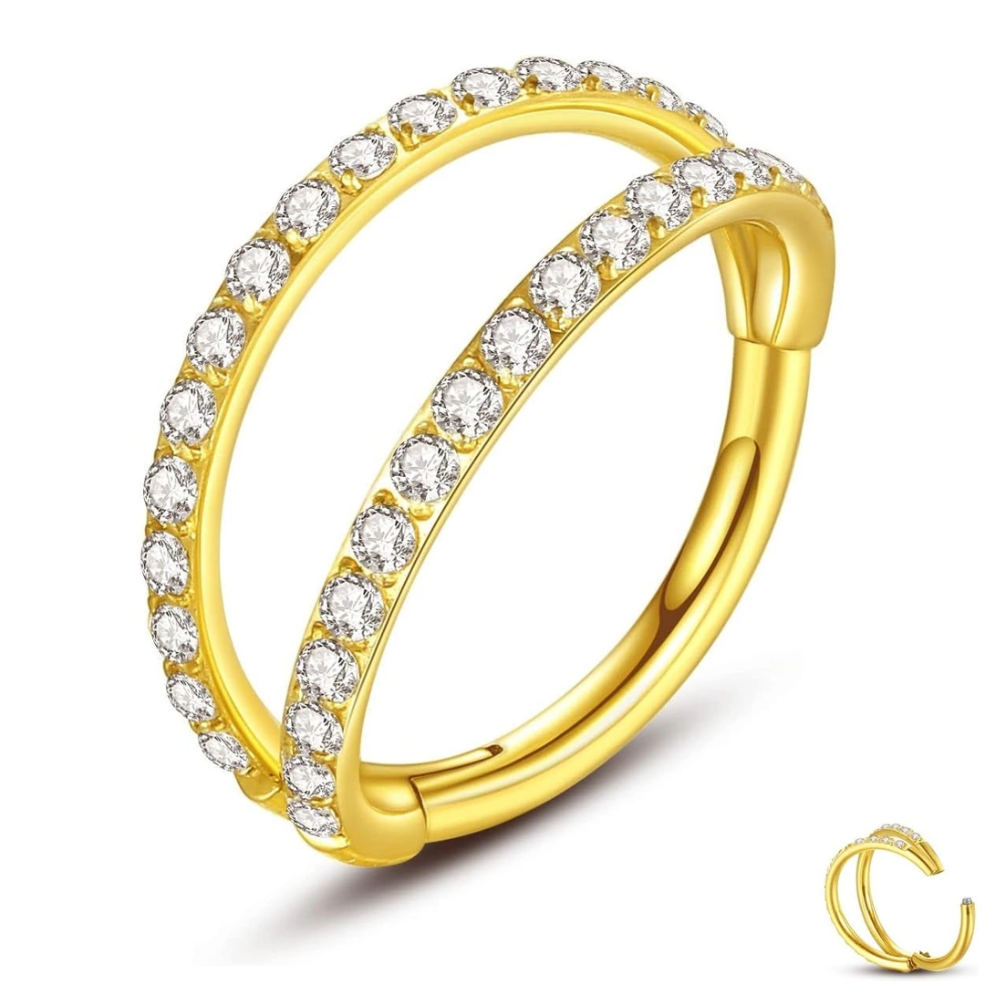 Piercing Double Anneau Zirconiums Titane Clicker Ø 8 mm – Image 6