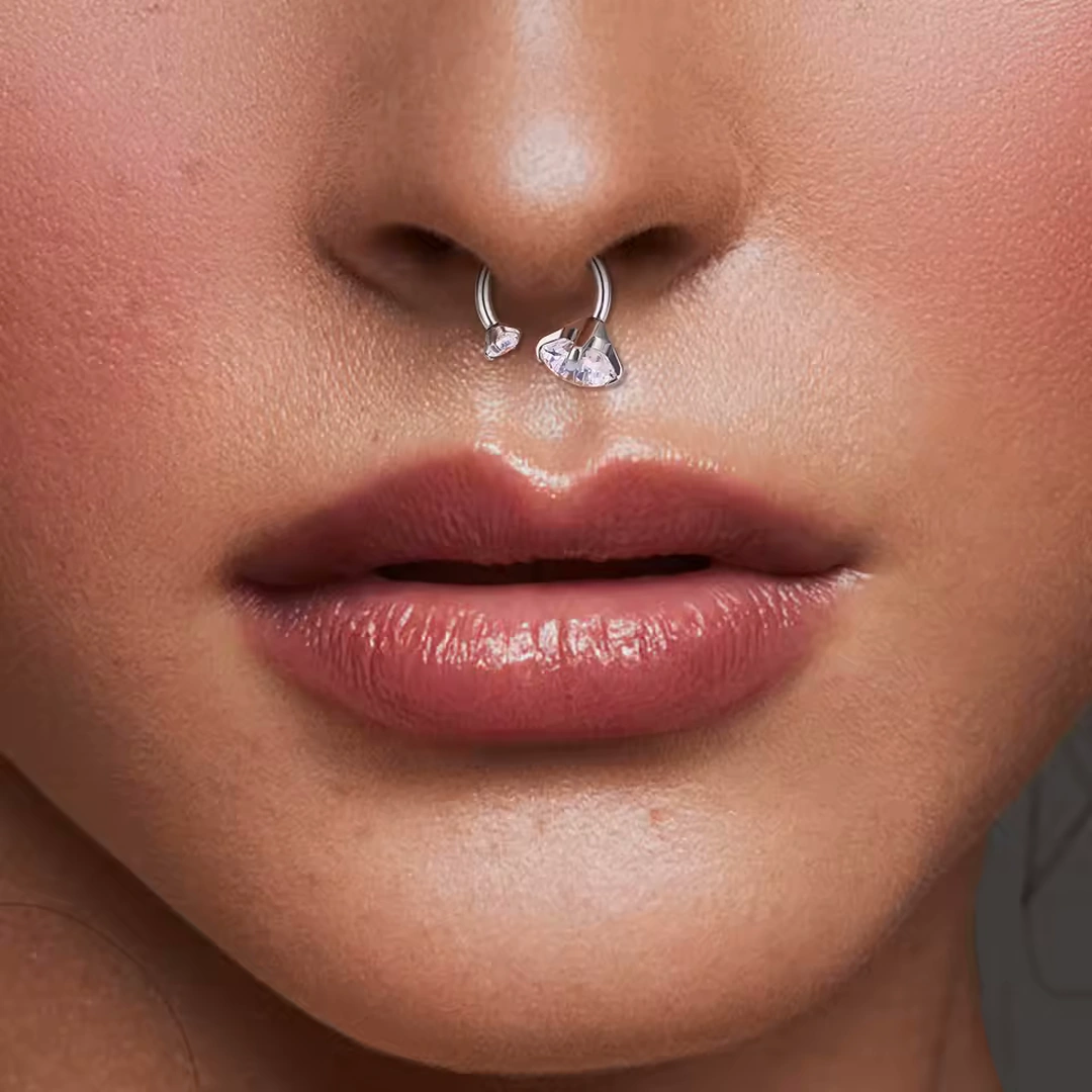 Piercing Fer à Cheval Titane à Embouts Zirconiums Asymétriques – Image 9