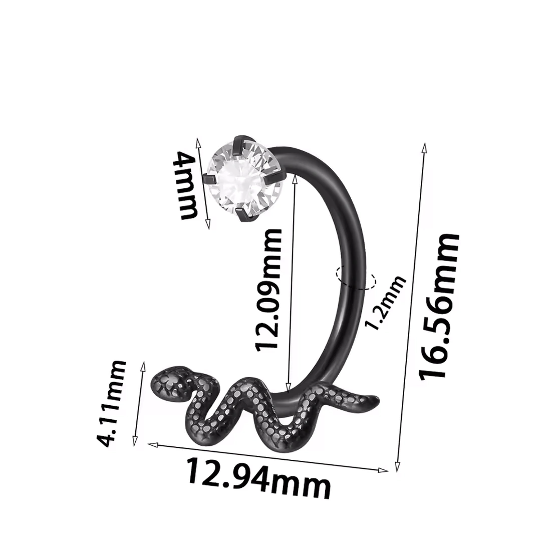 Piercing Fer à Cheval Serpent & Zircon – Cartilage ou Lèvre – Image 3