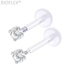 Piercing Labret Bioflex® avec Zircon Push-Fit 2–5 mm