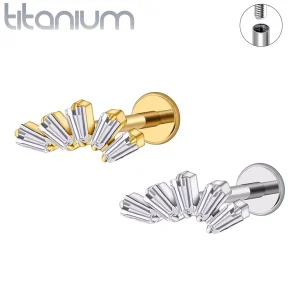 Piercing Labret Éventail Baguettes Zircons en Titane