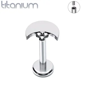 Piercing Labret Oreille Croissant de Lune avec Billes