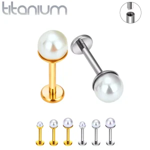 Piercing Labret Perle Nacrée 3–4–5 mm sur Socle Titane