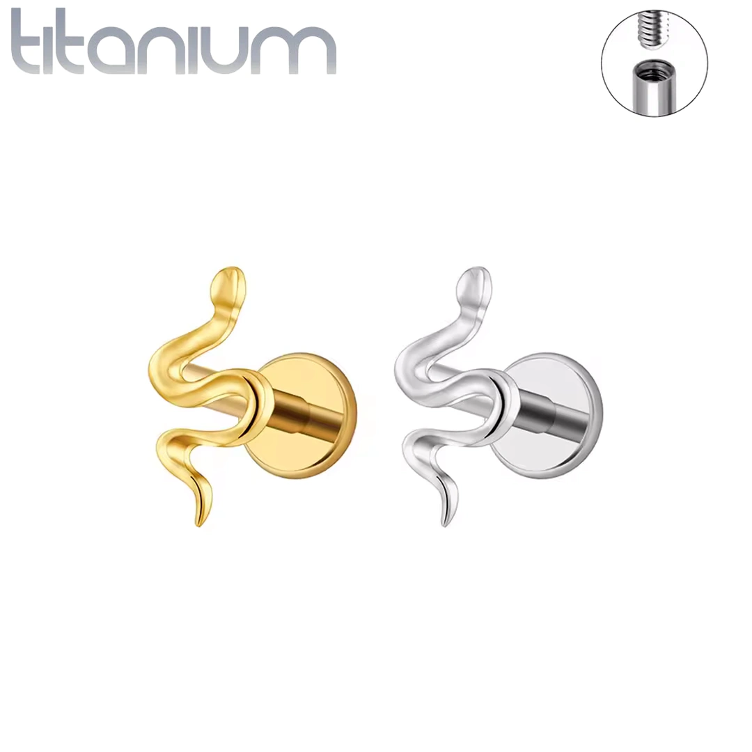 Piercing Labret Petit Serpent – Titane Poli ou Doré