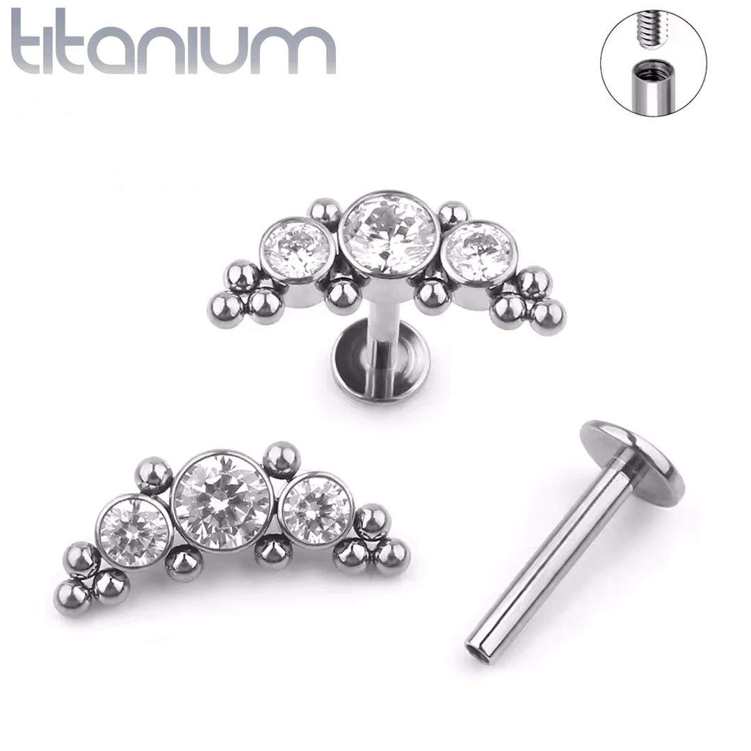 Piercing Labret Titane Harmonie de Zircons & Billes