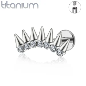Piercing Labret Titane à 7 Pointes Coniques sur Base Sertie