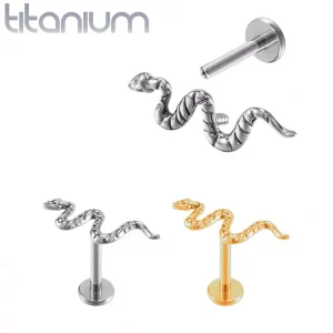 Piercing Labret Titane à Motif Serpent – Cartilage & Lèvre