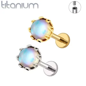 Piercing Labret Titane à Opale CZ Sertie d’une Couronne