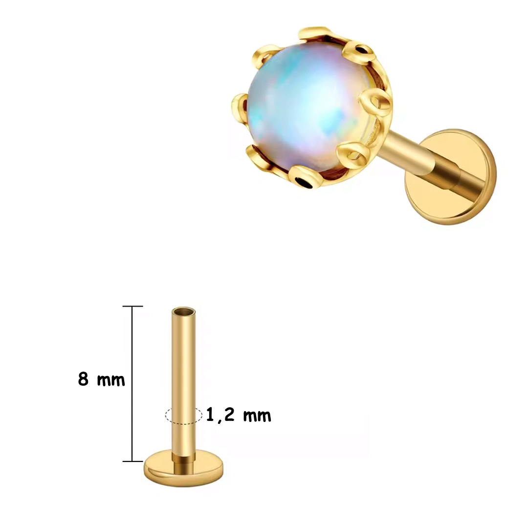 Piercing Labret Titane à Opale CZ Sertie d’une Couronne – Image 7