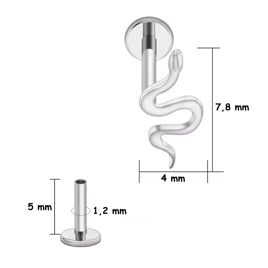 Piercing Labret Petit Serpent – Titane Poli ou Doré – Image 8