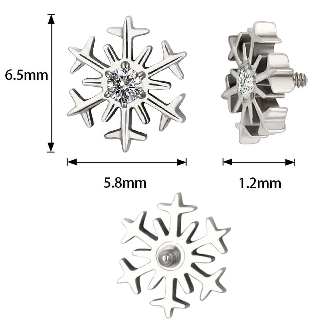 Piercing Labret en Titane à Étoile des Neiges Sertie – Image 4