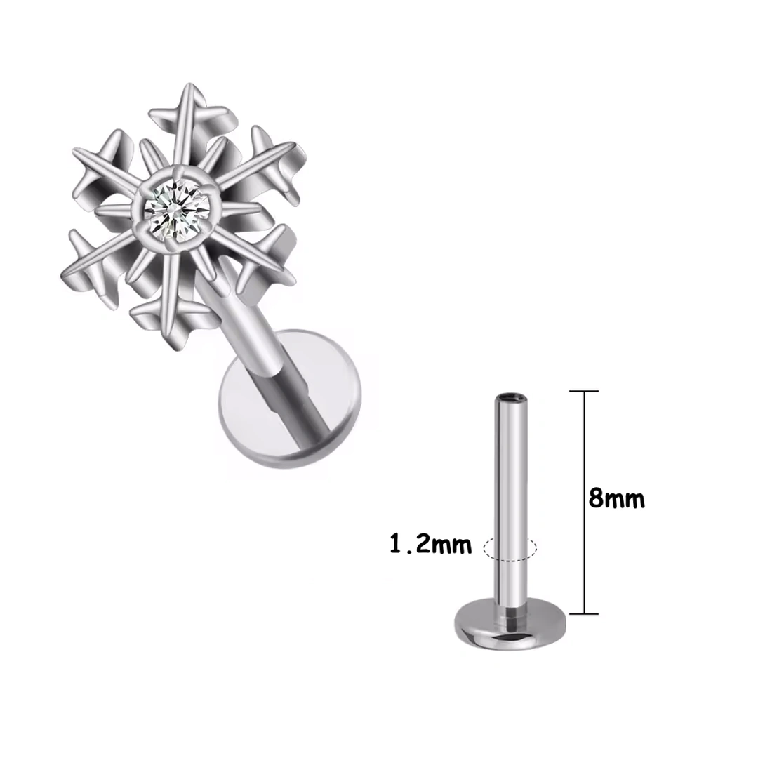 Piercing Labret en Titane à Étoile des Neiges Sertie – Image 7