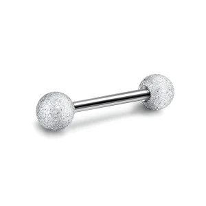 Piercing Langue Barbell à Boules Sablées en Acier Chirurgical