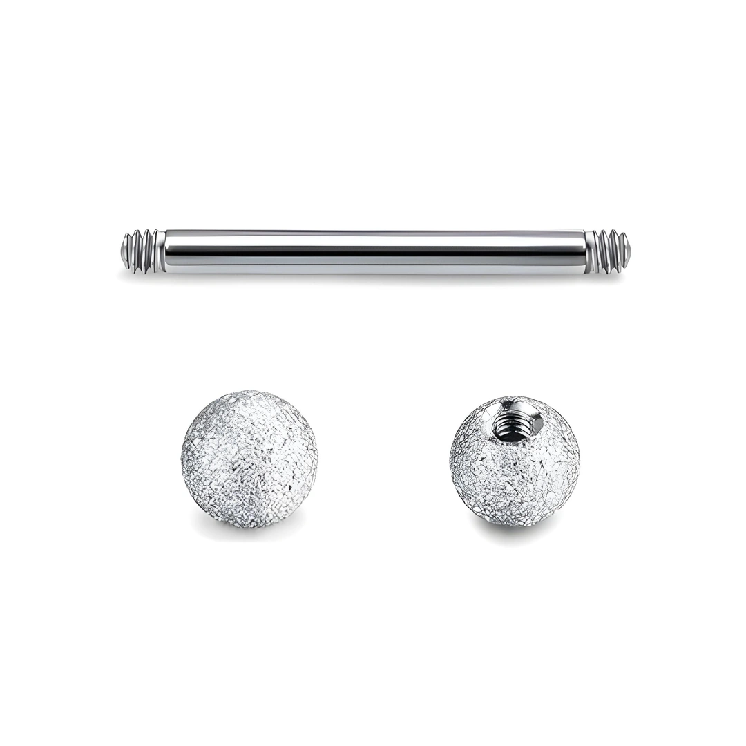 Piercing Langue Barbell à Boules Sablées en Acier Chirurgical – Image 3