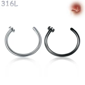 Piercing Narine Anneau Fin 0,8 mm Acier Poli ou Noir PVD