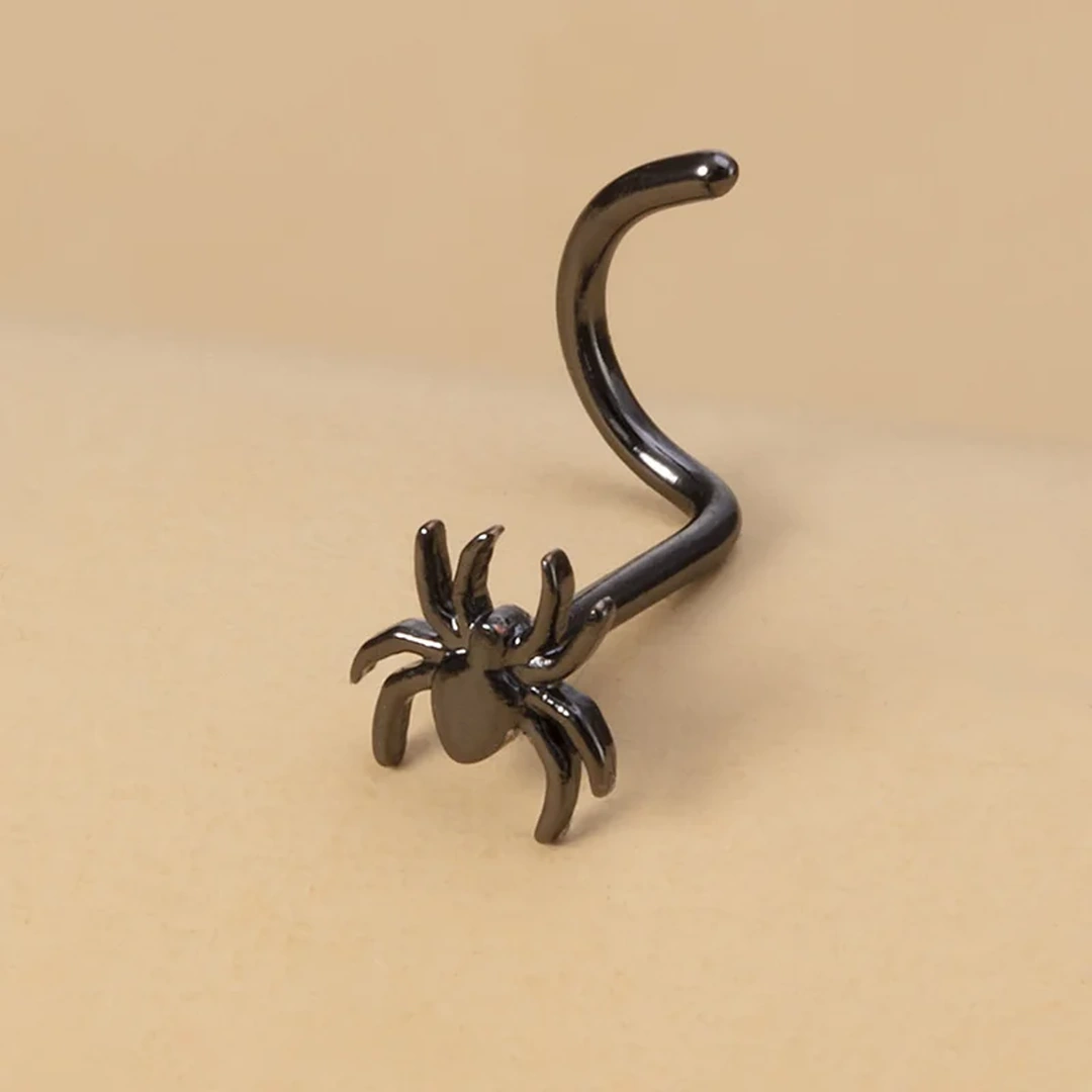 Piercing Nez Stud U Araignée Noire en Acier Ionisé – Image 4