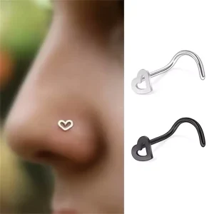 Piercing Narine Stud en U Cœur Creux en Acier