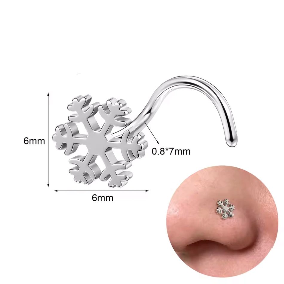 Piercing Narine Stud en U Flocon de Neige en Acier – Image 3