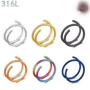 Piercing Nez Double Anneau Nostril Acier 316L