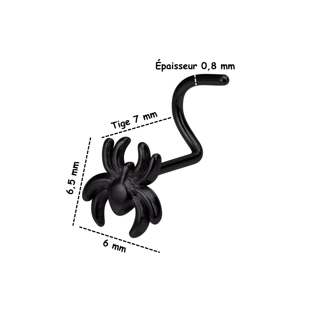 Piercing Nez Stud U Araignée Noire en Acier Ionisé – Image 6