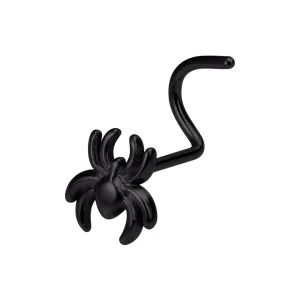 Piercing Nez Stud U Araignée Noire en Acier Ionisé