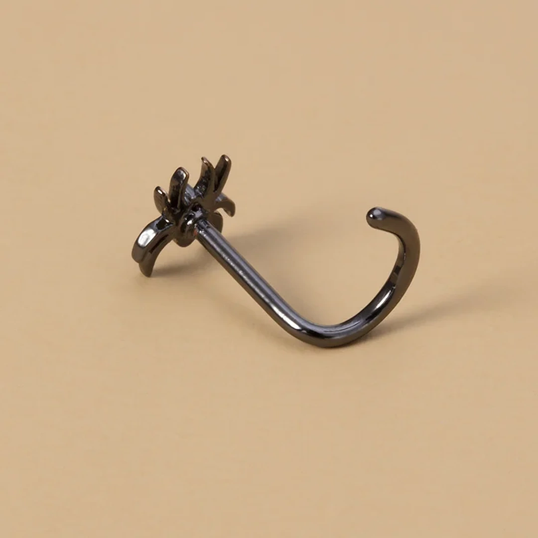 Piercing Nez Stud U Araignée Noire en Acier Ionisé – Image 5