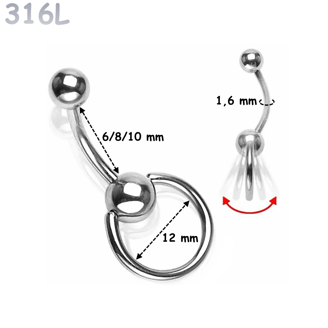 Piercing Nombril Anneau CBR Suspendu Acier 316L – Image 4