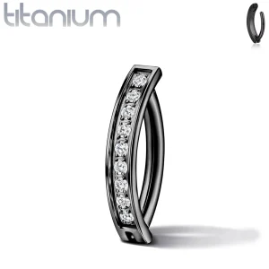 Piercing Nombril Clicker Titane Noir à Zircons Sertis