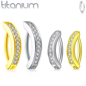 Piercing Nombril Clicker Titane à Barrette Sertie Zircons