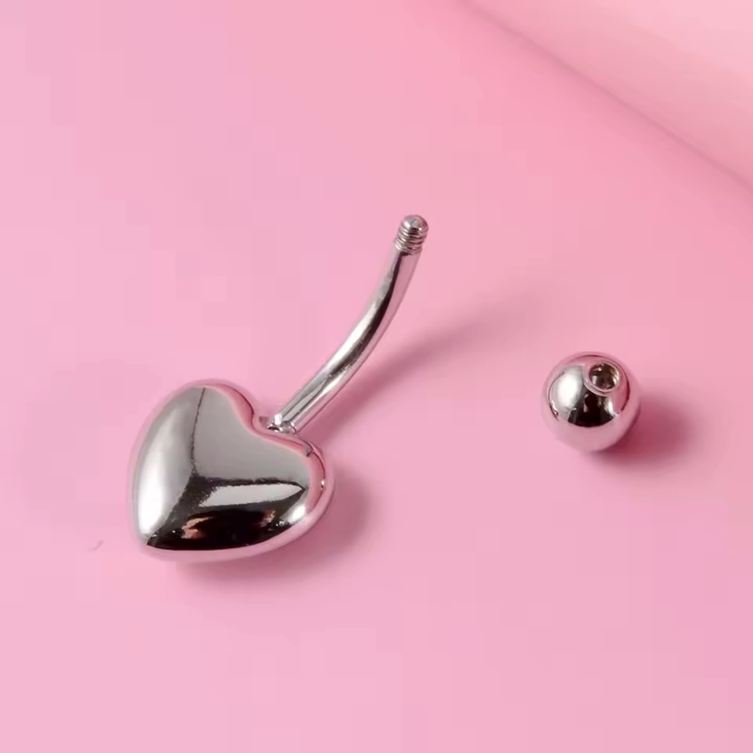 Piercing Nombril Cœur Bombé en Acier – Image 4