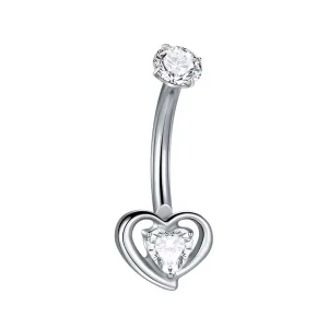 Piercing Nombril Double Cœur Titane et Zirconium