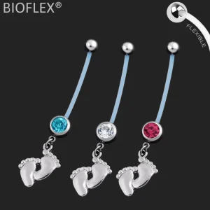 Piercing Nombril Grossesse Pieds de Bébé & Zircon Lumineux
