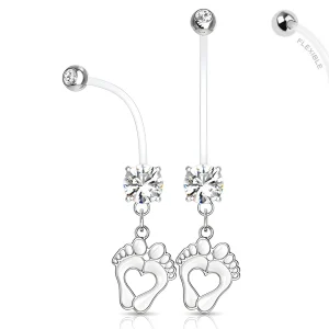 Piercing Nombril Grossesse à Pendentif Pieds de Bébé
