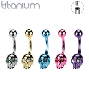 Piercing Nombril Tête de Mort aux Yeux Scintillants