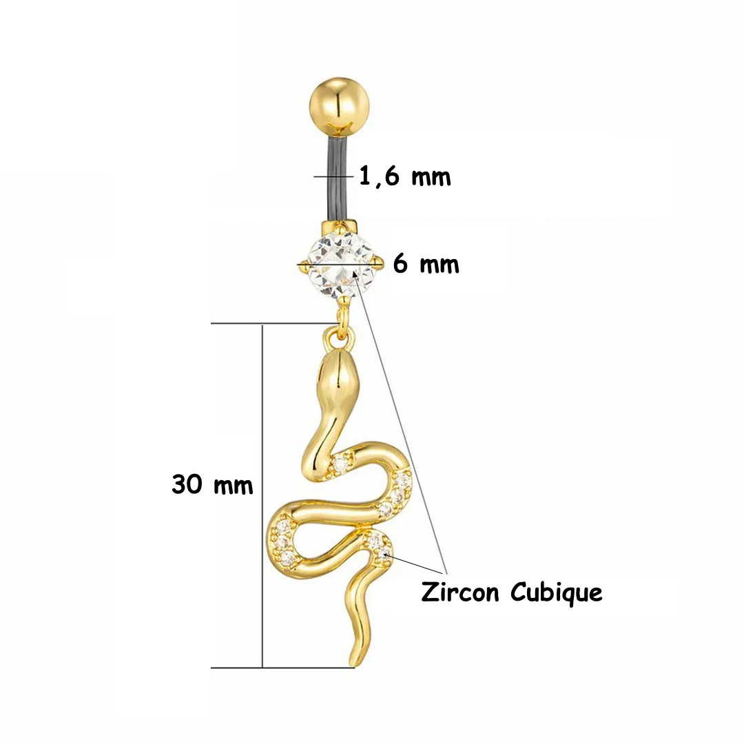 Piercing Nombril à Pendentif Serpent Doré en Titane – Image 6