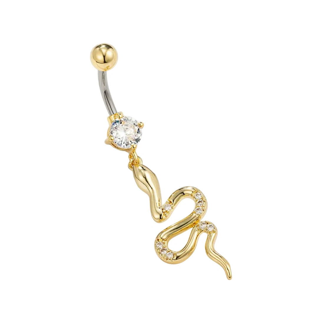 Piercing Nombril à Pendentif Serpent Doré en Titane – Image 3