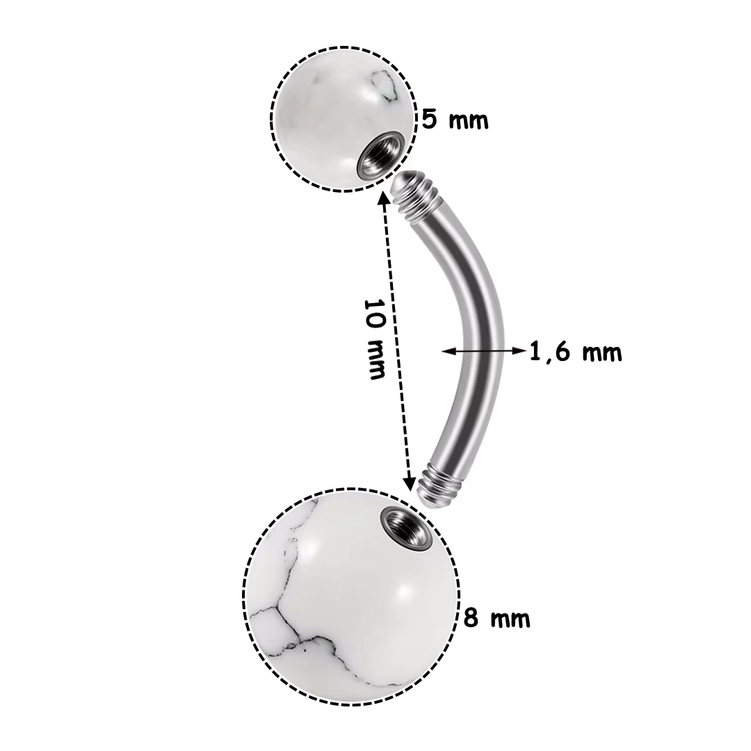 Piercing Nombril à Perles d’Howlite Blanche – Image 4